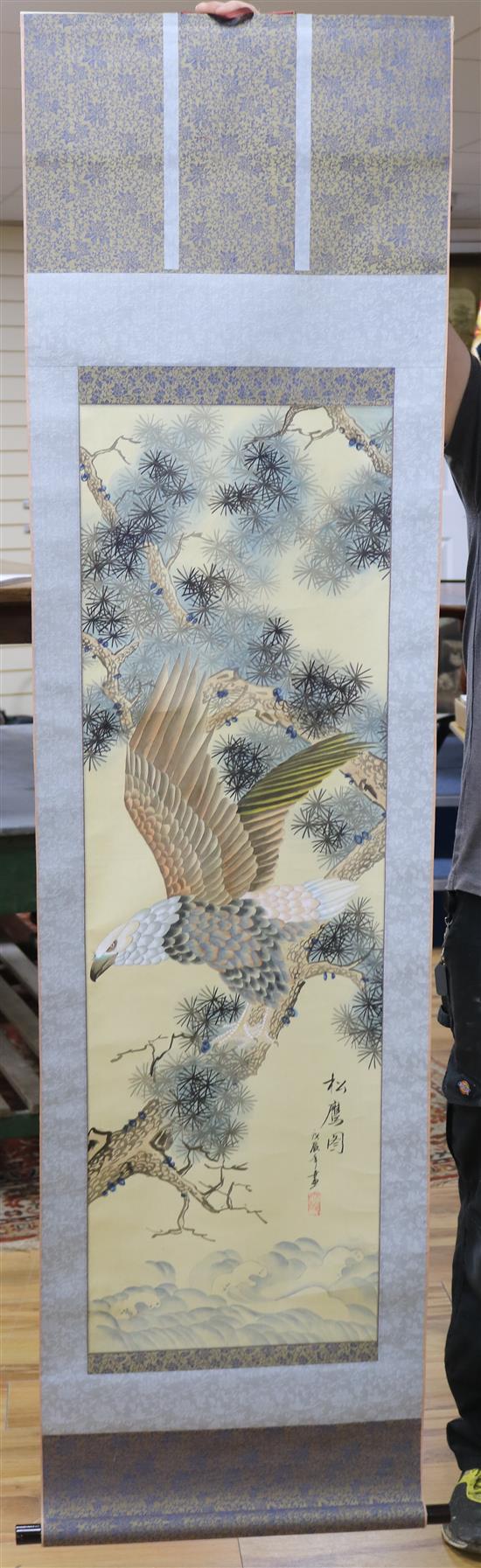 A Chinese scroll painting of an eagle